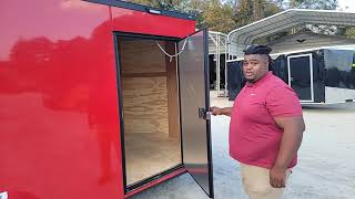 7X12 Enclosed Trailer From Nationcraft Shown In RED amp BLACKOUT Package [upl. by Neenej]