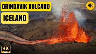 Getting Closer To A Gheysering Volcano Grindavik Volcano Throwing Huge Lava Splashes In Air 2024 [upl. by Akcirderf]