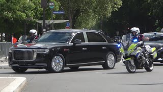 convoy of President Xi Jinping and Peng Liyuan his wife in Paris [upl. by Gerstein]