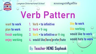 Verb Pattern Verb  to infinitive Verb  Ving Verb  to infinitiveVing [upl. by Henryetta]