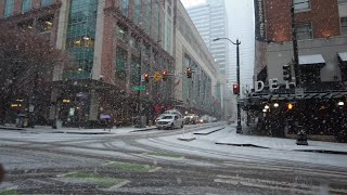 Downtown Seattle Walking in Fresh Snowfall Washington Winter 2022 [upl. by Neetsyrk124]