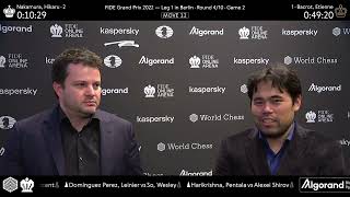 Hikaru Nakamura and Etienne Bacrot after Round 4 of the FIDE Grand Prix 2022 in Berlin [upl. by Oznarol703]