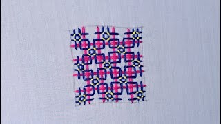 Plaid stitchcouching stitchembroidery design Easy design stitch tutorialhandworkdesing [upl. by Atinreb]