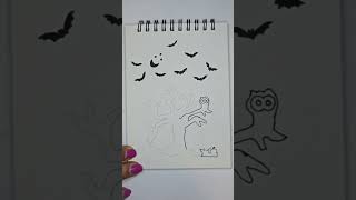 Bats and owl Halloween doodle asmr halloween bats owls speedpaint ytshorts lineart lines [upl. by Odey]