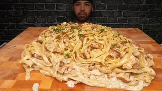 CHICKEN FETTUCCINE ALFREDO MUKBANG [upl. by Beattie695]