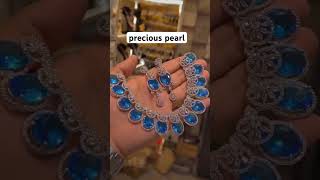 Latest ad necklace set amazing american diamond necklace blue stone [upl. by Yssor]