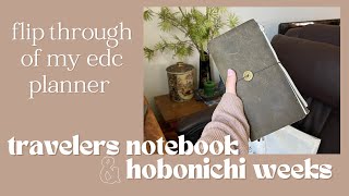 everyday carry planner  flip through of my standard travelers notebook and hobonichi weeks [upl. by Amlus]