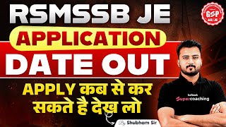 RSMSSB JE Notification 2024  RSMSSB JE Notification Date 2024 Out  RSMSSB JE Vacancy  Shubham Sir [upl. by Libyc]