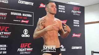 UFC Sao Paulo WeighIns Demian Maia Colby Covington Make Weight  MMA Fighting [upl. by Jacky]