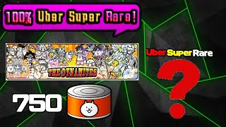 Открытие на The Dynamites  100 Uber Super Rare  The Battle Cats [upl. by Ynoyrb252]