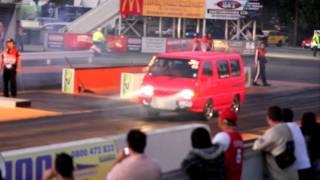 Mitsubishi L300 VR4 Turbo Van Drag Racing at Meremere Dragstrip New Zealand [upl. by Esir]