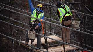 Gatlinburg SkyLift Construction SkyBridge Decking [upl. by Thoer]