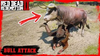 RDR2 messing with the BULL Bull attack gameplay Gameplay 🤠🤠🤠 [upl. by Arayk614]