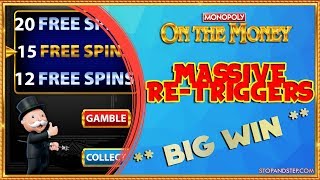 CRAZY RETRIGGERS Monopoly On the Money with £50 MEGA SPINS [upl. by Deaner821]