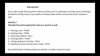 Force and FrictionIntroduction on PUSH and PULLICSE6th StandardBCBS [upl. by Georgeanne]