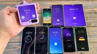 Alarm Clock Group Call Ten Phones Samsung Z Flip5Z Fold3 amp Redmi 9CIphone X Samsung s9IPhone 5s [upl. by Ardeid]