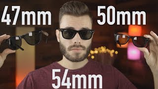 RayBan Wayfarer Size Comparison 47mm vs 50mm vs 54mm [upl. by Nyrmac850]