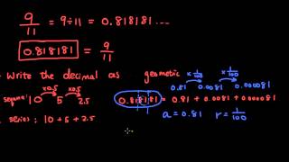 Sequences and series lesson 6  convert recurring decimals to fractions [upl. by Alimaj881]