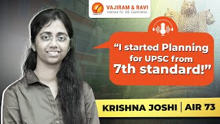 KRISHNA JOSHI AIR 73  UPSC CSE Topper 2023  Vajiram amp Ravi [upl. by Ahsema311]