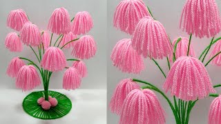 ऊन से गुलदस्ता बनाने का तरीकाDIY EASY WOOLEN FLOWERS GULDASTAWOOLEN FLOWER VASE CRAFT IDEA [upl. by Melany]