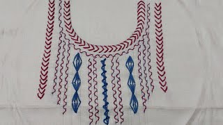 Easy and Beautiful Hand Embroidery Neck Design New Look [upl. by Florrie]