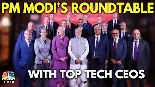 PM Modi Discusses AI Semiconductors And More With The Worlds Top Tech CEOs  PM Modi In US  N18G [upl. by Aeila349]