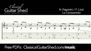 LisztPaganini La Campanella  Free Guitar Sheet Music [upl. by Riccio]