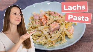 LACHS PASTA mit Sahne Soße schnelles ONE POT Rezept Lachsnudeln 🐟 [upl. by Enened]