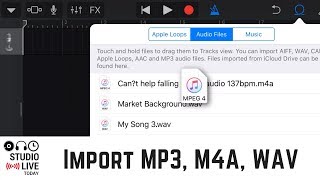 How to import MP3 M4A amp WAV files in to GarageBand iOS iPhoneiPad [upl. by Aitret345]