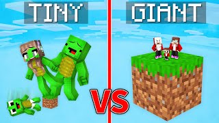 Mikey Family TINY vs JJ Family GIANT One Block Battle in Minecraft Maizen [upl. by Karoline384]