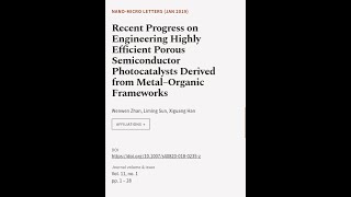 Recent Progress on Engineering Highly Efficient Porous Semiconductor Photocatalysts D  RTCLTV [upl. by Nileak]