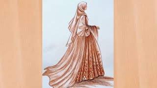 How To Draw A Girl Wearing Hijab drawing girldrawing pencil art youtubedrawing youtubevideo [upl. by Helene]