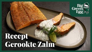 Gerookte zalm met dillesaus  Recept  Big Green Egg België [upl. by Asiulairam]