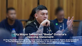 City Mayor Sebastian quotBastequot Dutertes Opening Statement  September 6 2024 [upl. by Hpesoj]