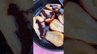 Chocolate Balsamic Glazed Pears with Toasted Pecans sponsored EarthEchoFoods [upl. by Yelnek]