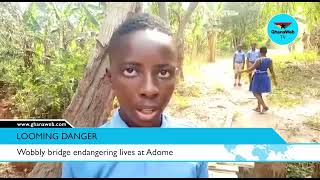 Wobbly bridge endangering lives at Adome [upl. by Orianna]