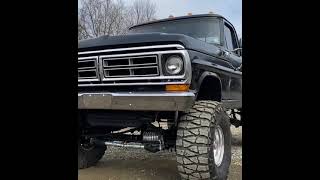 1972 ford f100 bumpside 73 powerstroke swapped with lift and exhaust idle walkaround and under [upl. by Salter984]