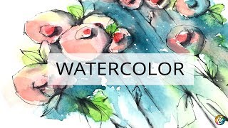 watercolor  doodling  testing 2 new brushes [upl. by Ellenahc930]