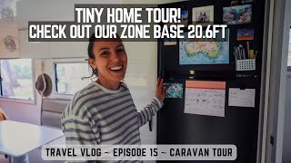 Caravan Tour Zone RV Base 206ft tiny house walkthrough amp storage ideas [upl. by Arri]