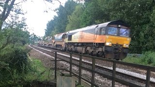 Colas Rail Class 66847 amp 66850 Passing Marsh Barton  17th May [upl. by Ainocal]