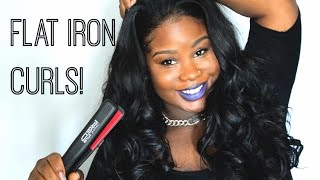 ♡ Flat Iron Curls  Kamari Hair Review quotRed by Kiss Ceramic Stylerquot [upl. by Llertak]