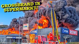 ERSTVIDEO  GROSSBRAND ZERSTÖRT SUPERMARKT  EXPLOSIONEN  FEUERWEHR im GROSSEINSATZ  Mosbach [upl. by Volny410]