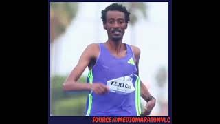 Ethiopian Olympian Yomif Kejelcha Sets Mens Half Marathon World Record [upl. by Aeneas]