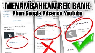 Cara menambahkan Rekening Bank ke akun Adsense Youtube terbaru 2023 [upl. by Lundberg]