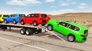 Flatbed Truck Mcqueen  Transportation with Truck  Pothole vs Car 171  BeamNGDrive [upl. by Enelec333]