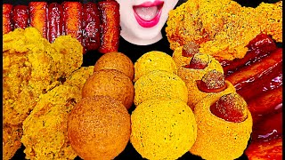 ASMR FRIED CHICKEN CHEESE BALL SPICY SAUSAGE TTEOK 뿌링클 치킨 치즈볼 소떡소떡 핫도그 먹방 Mukbang Eating [upl. by Hsilgne25]