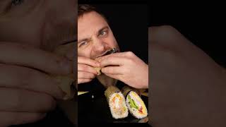 Kebab Roll or Sushi Burrito ASMR Mukbang No Talking Eating with subs [upl. by Ahsekam]