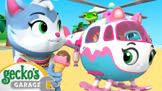 Helena Ice Cream Helicopter  Geckos Garage  Trucks For Children  Cartoons For Kids [upl. by Haelat]