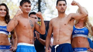 WeighIn Marcos Maidana vs Josesito Lopez amp Alfredo Angulo vs Erislandy Lara [upl. by Aerdnod]