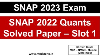 SNAP 2023 Exam SNAP 2022 Solved Quants Question Paper  Slot 1  Mission SIBM Pune [upl. by Doran]